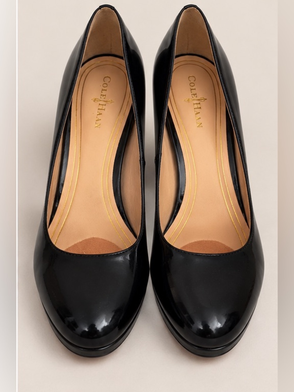 Cole Haan Black Patent Leather Platform Pumps Stiletto Heels 9B